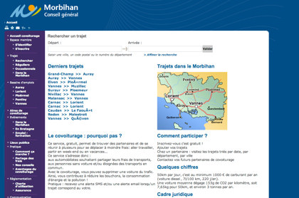 Page d'accueil du site de covoiturage du Conseil général